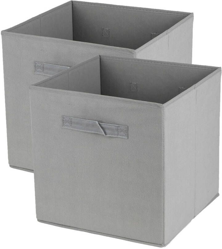 Urban Living Opbergmand kastmand Square Box 2x karton kunststof 29 liter betongrijs 31 x 31 x 31 cm Opbergma