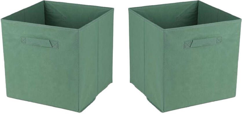 Urban Living Opbergmand kastmand Square Box 2x karton kunststof 29 liter groen 31 x 31 x 31 cm Opbergmanden