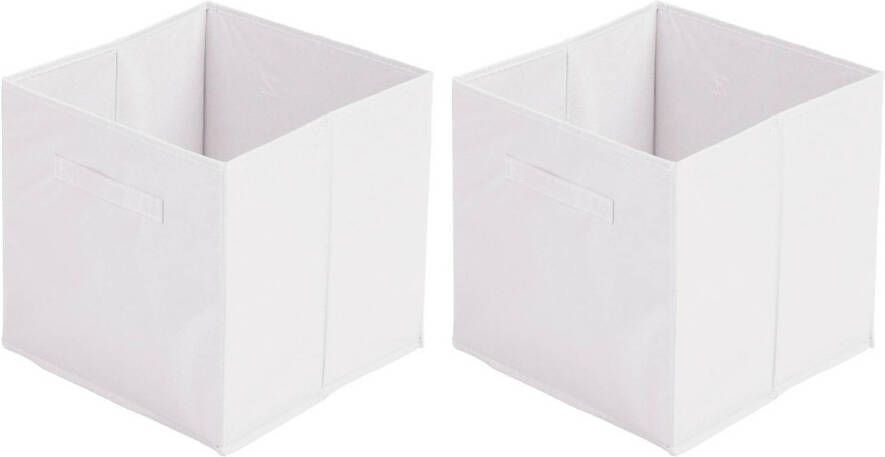Urban Living Opbergmand kastmand Square Box 2x karton kunststof 29 liter wit 31 x 31 x 31 cm Opbergmanden
