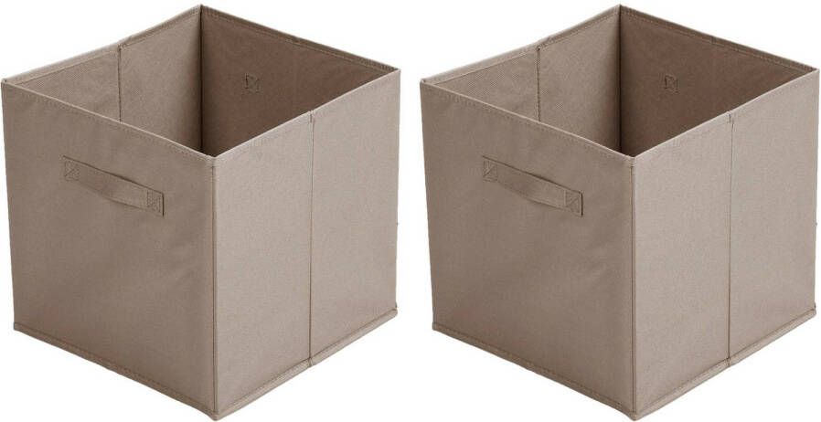 Urban Living Opbergmand kastmand Square Box 4x karton kunststof 29 liter beige 31 x 31 x 31 cm Opbergmanden