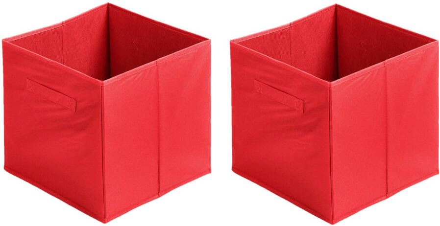 Urban Living Opbergmand kastmand Square Box 4x karton kunststof 29 liter rood 31 x 31 x 31 cm Opbergmanden