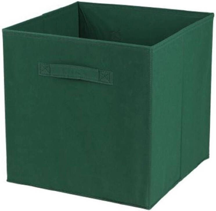 Urban Living Opbergmand kastmand Square Box karton kunststof 29 liter donker groen 31 x 31 x 31 cm Opbergmande