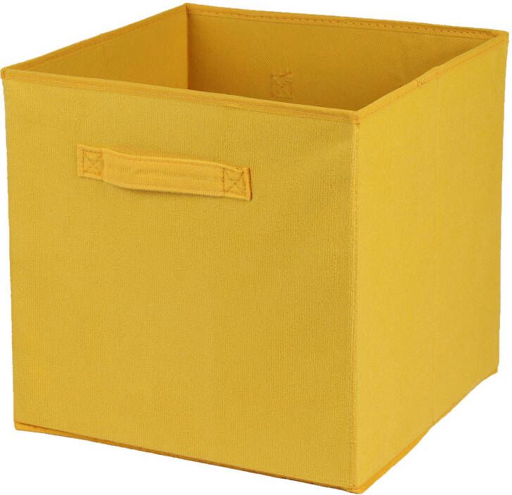 Urban Living Opbergmand kastmand Square Box karton kunststof 29 liter geel 31 x 31 x 31 cm Opbergmanden