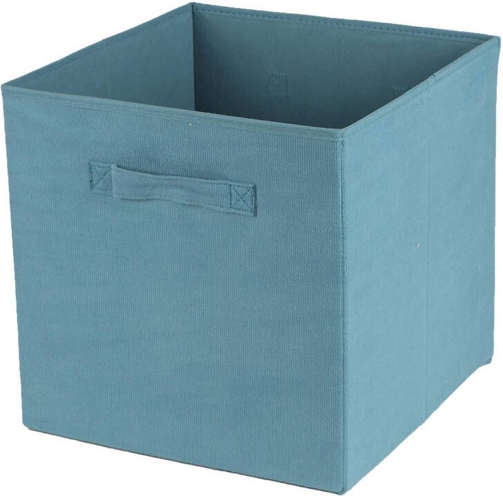 Urban Living Opbergmand kastmand Square Box karton kunststof 29 liter ijsblauw 31 x 31 x 31 cm Opbergmanden