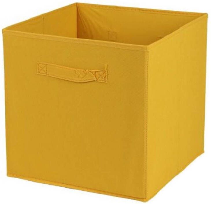 Urban Living Opbergmand kastmand Square Box karton kunststof 29 liter oker geel 31 x 31 x 31 cm Opbergmanden
