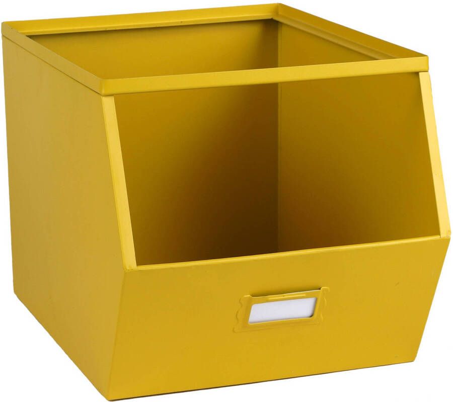 Urban Living Stapelbare opbergmand Open Metal Box L23 x B32 x H21 cm metaal geel Opbergmanden