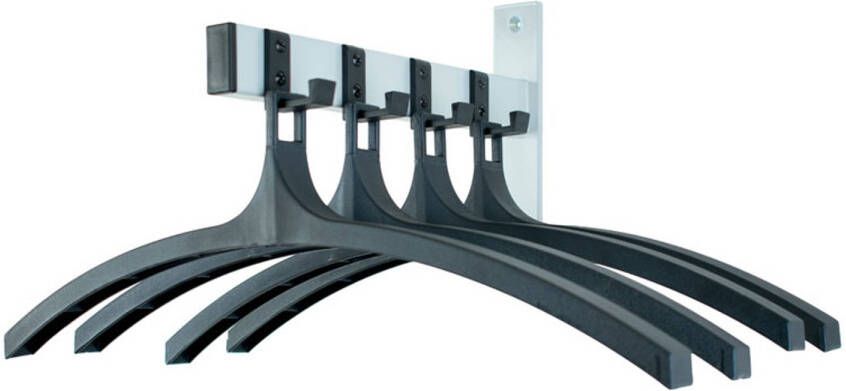 V-Part Wandgarderobe HIQ 4 hangers Steel Plastic zwart aluminiumgrijs