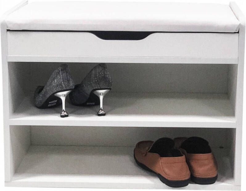 VDD Schoenenkast bankje schoenenrek schoenenbankje met opklapbaar zitkussen 60 cm breed