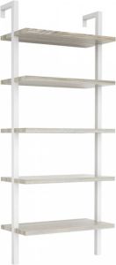 VDD Wandrek ladder boekenkast Stoer industrieel metaal hout 184 cm hoog wit