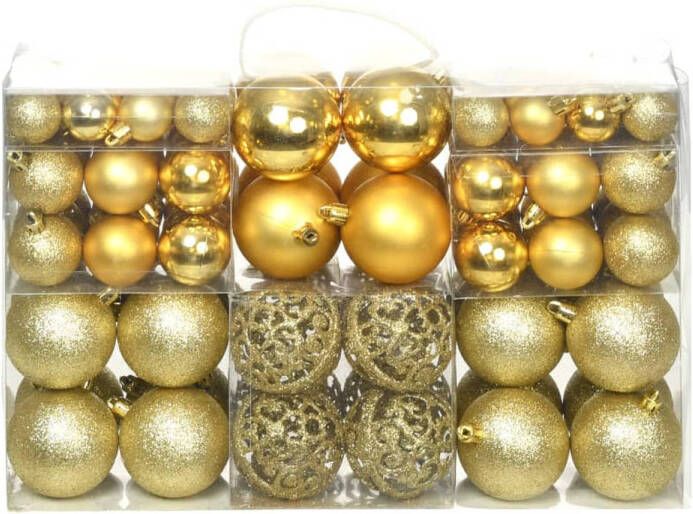 VidaXL 100-delige Kerstballenset 3 4 6 cm goudkleurig