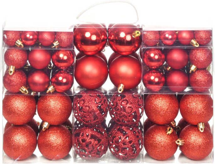 VidaXL 100-delige Kerstballenset 3 4 6 cm rood