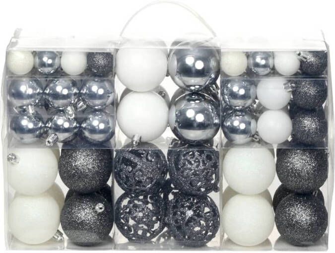 VidaXL 100-delige Kerstballenset 3 4 6 cm wit grijs