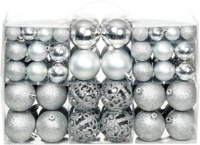 VidaXL 100-delige Kerstballenset 3 4 6 cm zilverkleurig