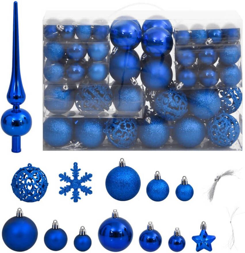 VidaXL 111-delige Kerstballenset polystyreen blauw