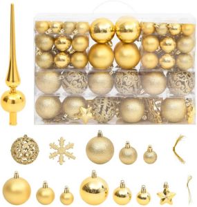 VidaXL 111-delige Kerstballenset polystyreen goudkleurig