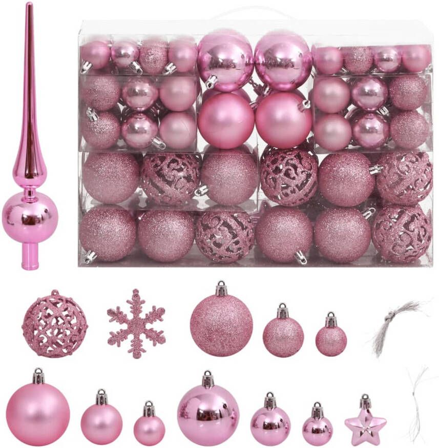 VidaXL 111-delige Kerstballenset polystyreen roze