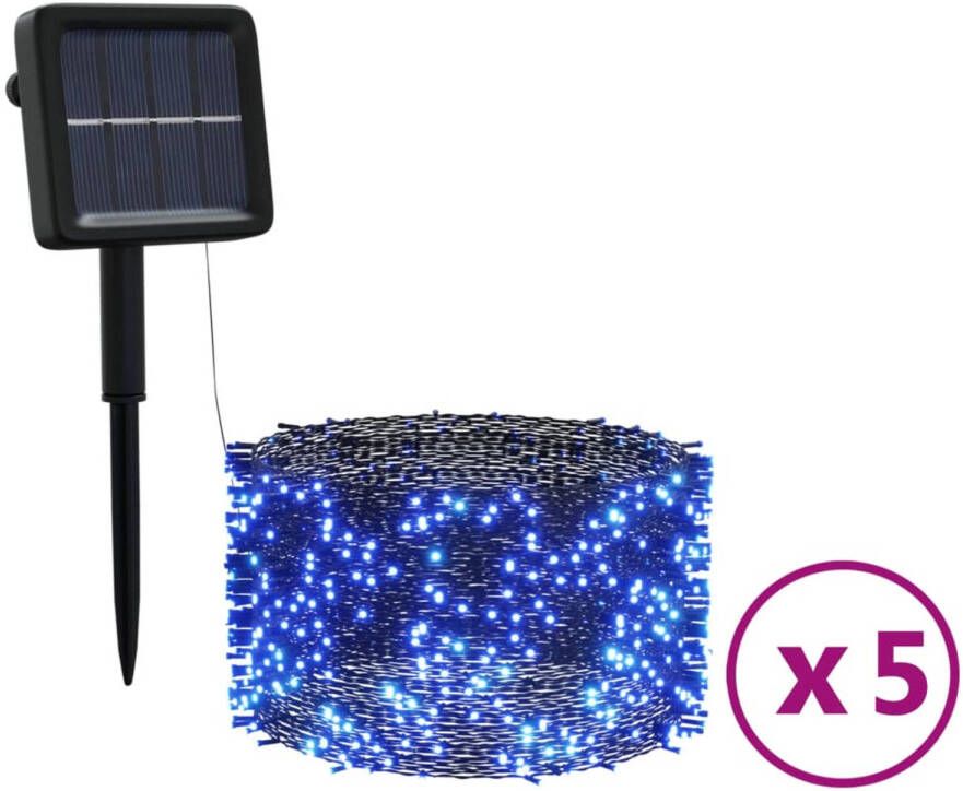 VidaXL 5 st Lichtslinger met 200 LED&apos;s solar binnen buiten blauw