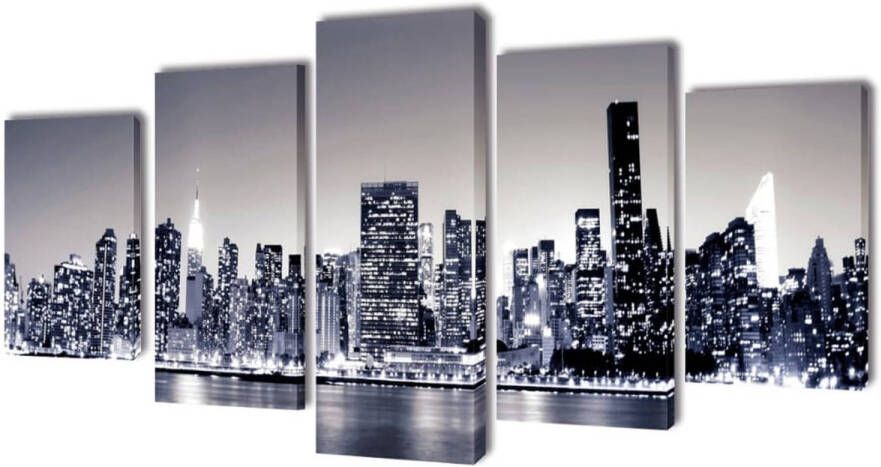 VidaXL Canvas muurdruk set monochroom New York skyline 200 x 100 cm