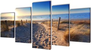 VidaXL Canvas Muurdruk Set Zandstrand 200 X 100 Cm