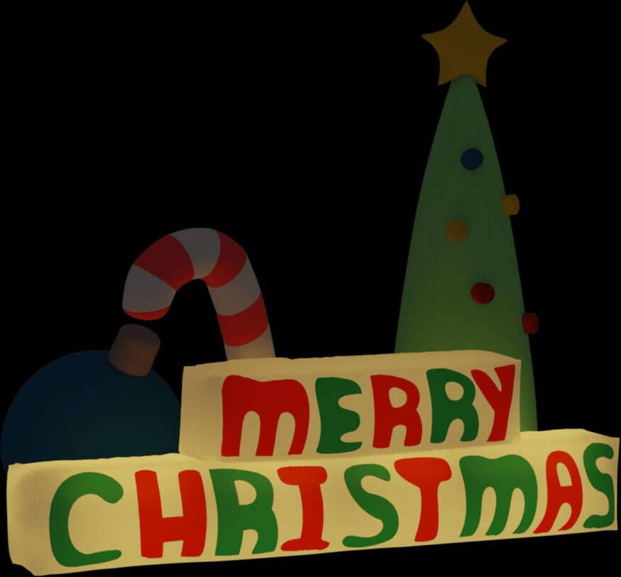 VidaXL Decoratie Merry Christmas met LED&apos;s opblaasbaar 197 cm