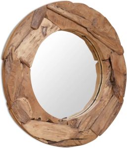 VidaXL Decoratieve spiegel rond 80 cm teakhout