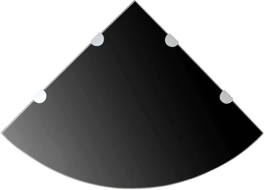 VidaXL Hoekschappen 2 st met chromen dragers 45x45 cm glas zwart