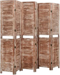VidaXL Kamerscherm 6 panelen 210x165 cm massief paulowniahout bruin