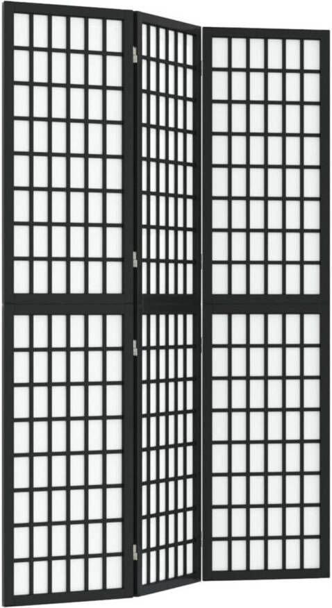 VidaXL Kamerscherm inklapbaar 3 panelen Japanse stijl 120x170 cm zwart