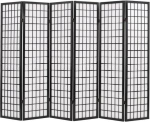 VidaXL Kamerscherm inklapbaar Japanse stijl 240x170 cm zwart
