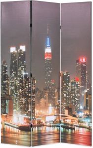 VidaXL Kamerscherm Inklapbaar New York Bij Nacht 120x170 Cm