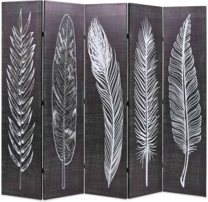 VidaXL Kamerscherm inklapbaar veren 200x170 cm zwart en wit