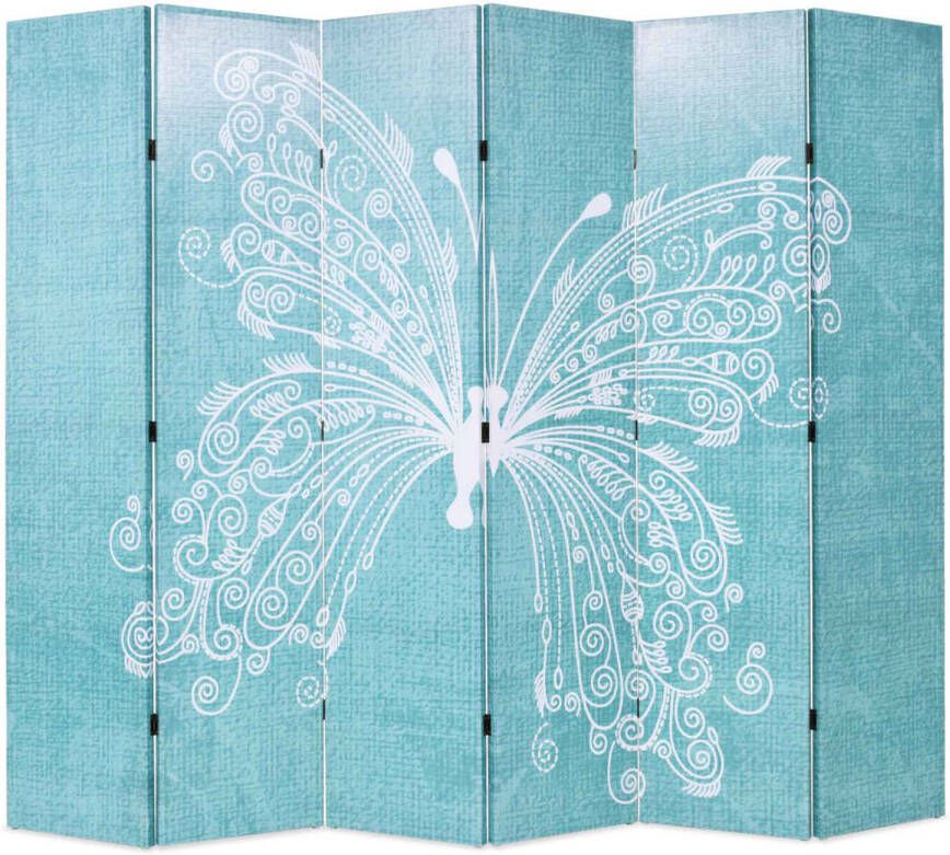 VidaXL Kamerscherm inklapbaar vlinder 228x170 cm blauw