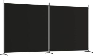 VidaXL Kamerscherm met 2 panelen 348x180 cm stof zwart