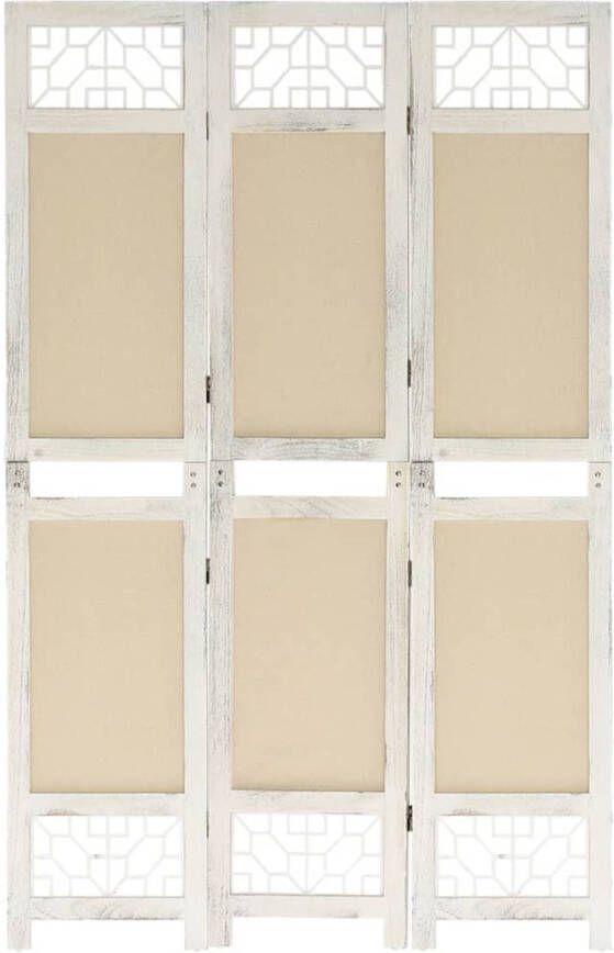 VidaXL Kamerscherm met 3 panelen 105x165 cm stof crèmekleurig