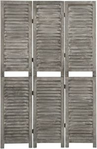 VidaXL Kamerscherm met 3 panelen 106 5x166 cm massief hout grijs