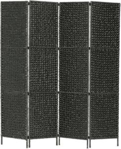 VidaXL Kamerscherm met 4 panelen 154x160 cm waterhyacint zwart