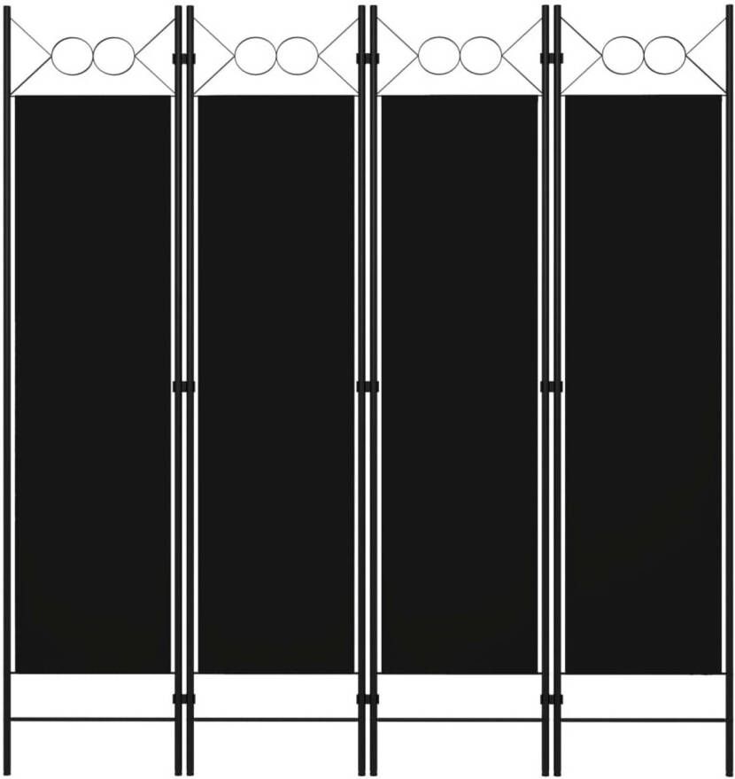 VidaXL Kamerscherm met 4 panelen 160x180 cm zwart