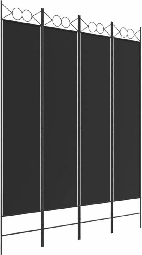 VidaXL Kamerscherm met 4 panelen 160x200 cm stof zwart