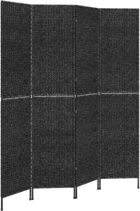 VidaXL Kamerscherm met 4 panelen 163x180 cm waterhyacint zwart