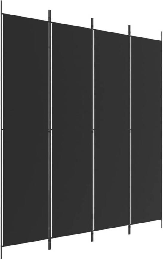 VidaXL Kamerscherm met 4 panelen 200x220 cm stof zwart