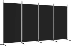 VidaXL Kamerscherm met 4 panelen 346x180 cm stof zwart