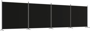 VidaXL Kamerscherm met 4 panelen 698x180 cm stof zwart