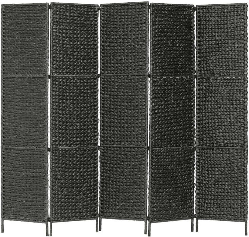 VidaXL Kamerscherm met 5 panelen 193x160 cm waterhyacint zwart