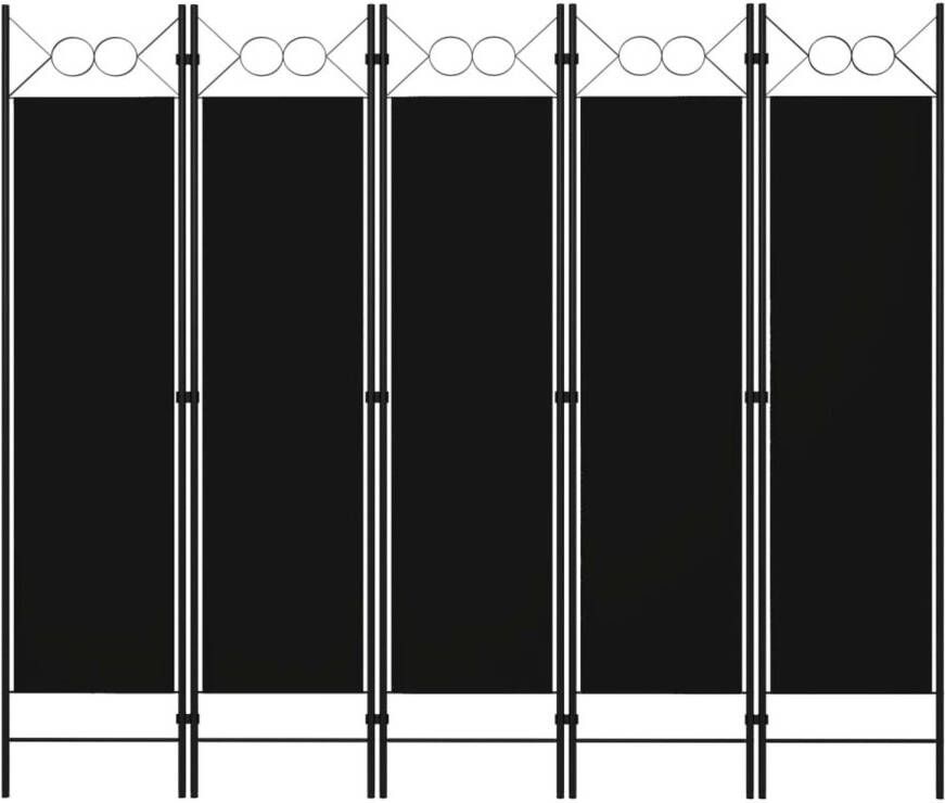 VidaXL Kamerscherm met 5 panelen 200x180 cm zwart