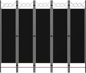 VidaXL Kamerscherm met 5 panelen 200x180 cm zwart