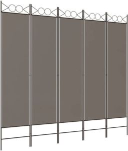 VidaXL Kamerscherm met 5 panelen 200x200 cm stof antracietkleurig
