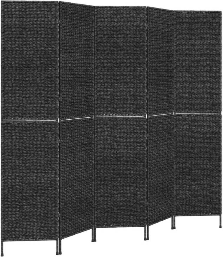 VidaXL Kamerscherm met 5 panelen 205x180 cm waterhyacint zwart