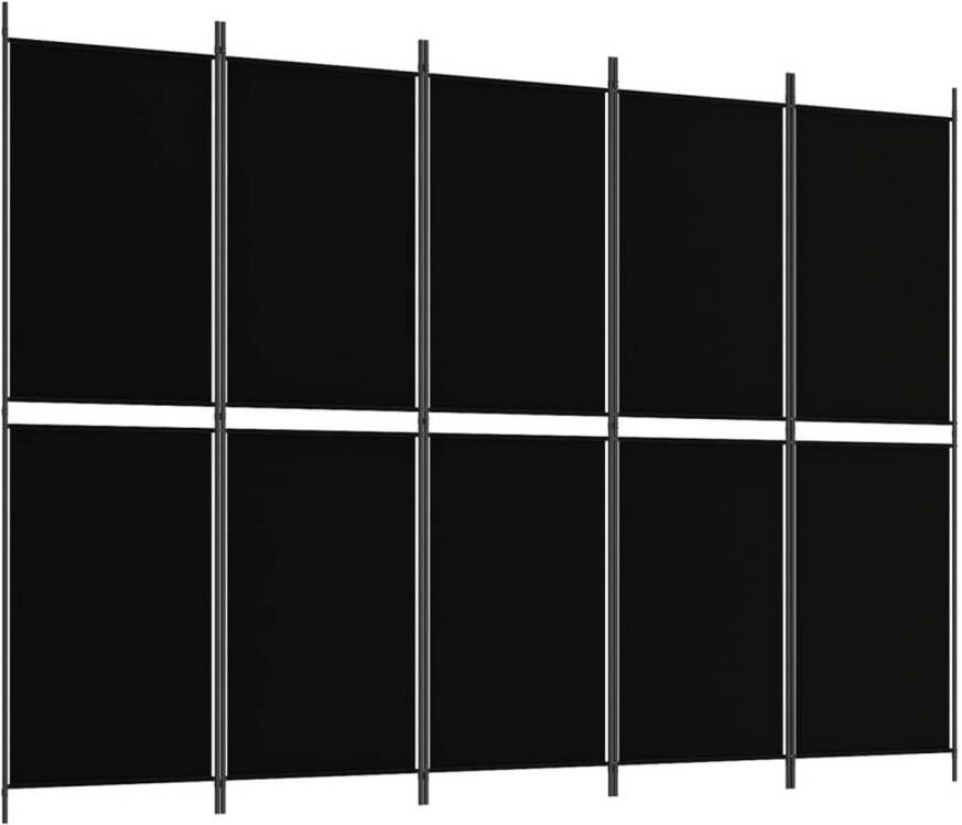 VidaXL Kamerscherm met 5 panelen 250x180 cm stof zwart