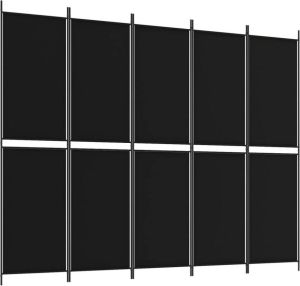 VidaXL Kamerscherm met 5 panelen 250x200 cm stof zwart
