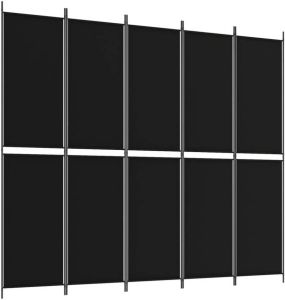 VidaXL Kamerscherm met 5 panelen 250x220 cm stof zwart